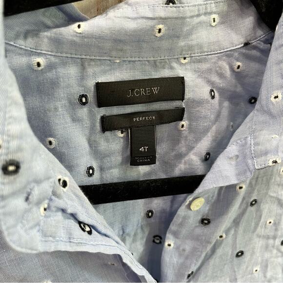 Jcrew Embroidered Polka Dot JCrew Perfect Shirt Button Up TALL - Picture 2 of 7